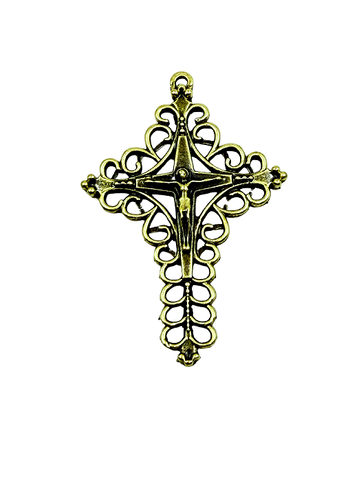 Crucifixo Rendado Ouro Velho