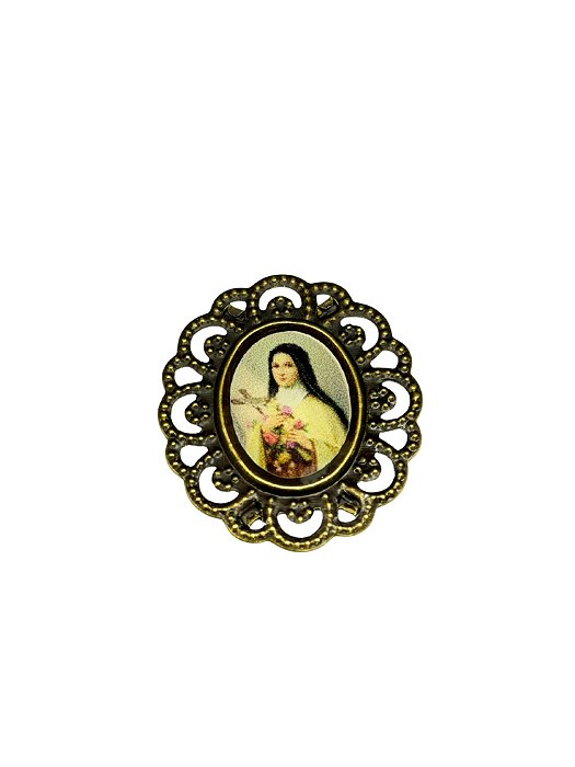 Entremeio / medalha Vintage ouro velho Santa teresinha
