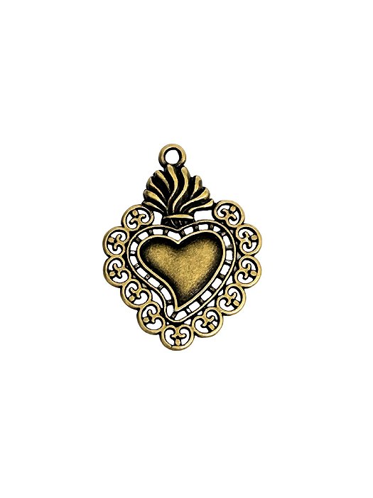 Pingente Coração Sagrado Rendado