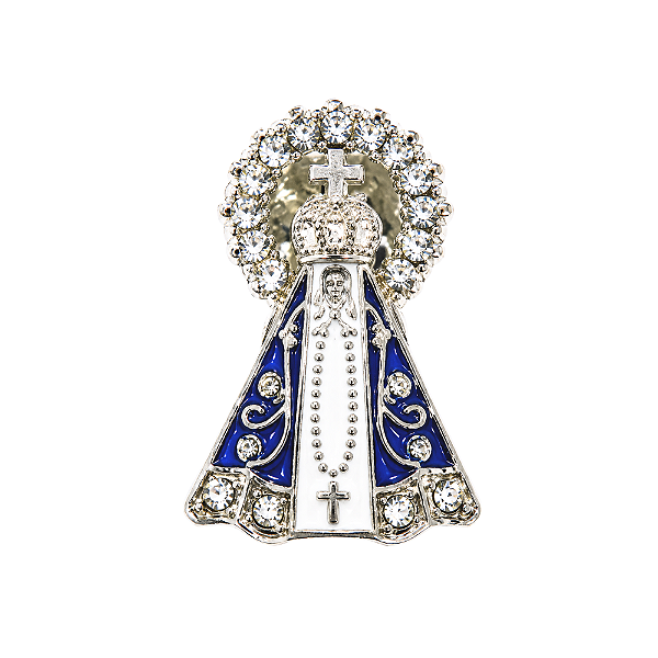 Broche Nossa Senhora Aparecida Prateado 2,5cm