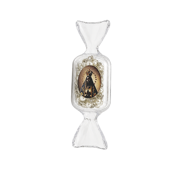 Terço Nossa Senhora Aparecida Prateado na Bala Pérola