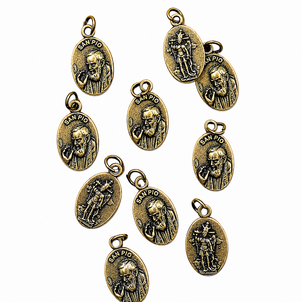 10 Medalhas Padre Pio e São Miguel Monte Gargano Ouro Velho