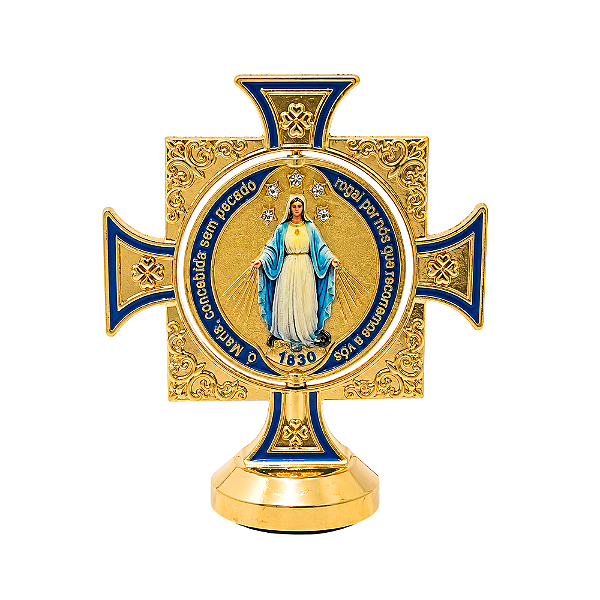 Enfeite Autocolante Nossa Senhora Graças Giratorio Dourado