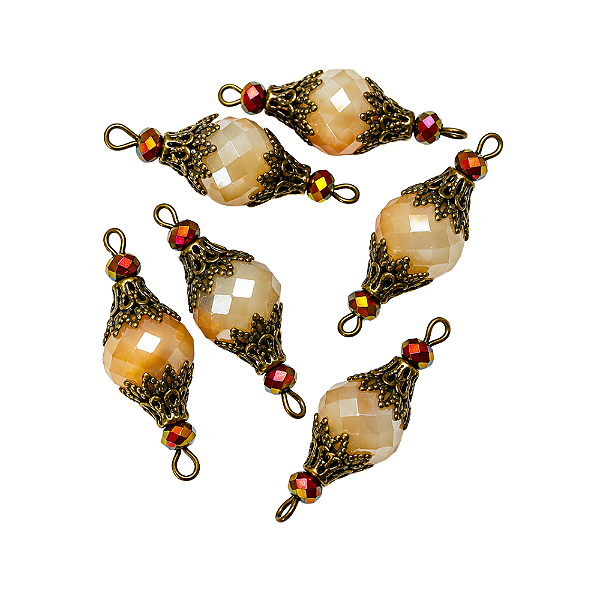 Pai Nosso Pronto Ambar Jateado Bronze 12mm Ouro Velho