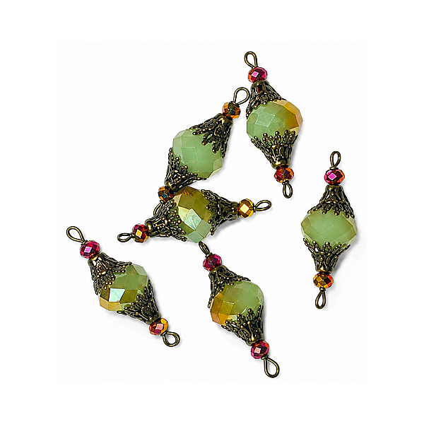 Pai Nosso Pronto Verde Jateado Bronze 12mm Ouro Velho