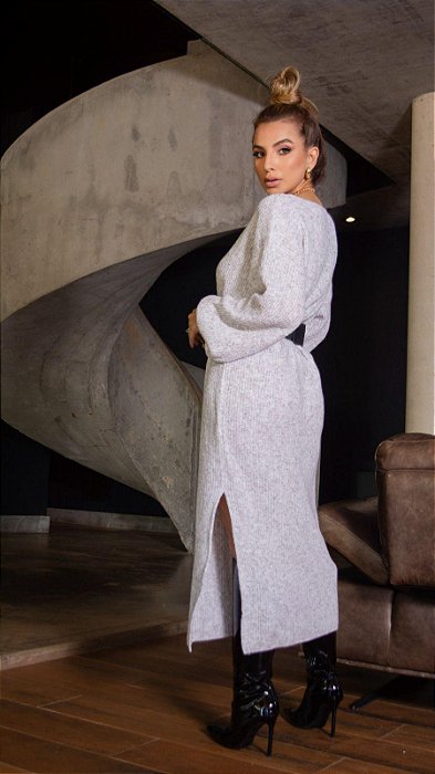Vestido Longo em Lã  Mousse