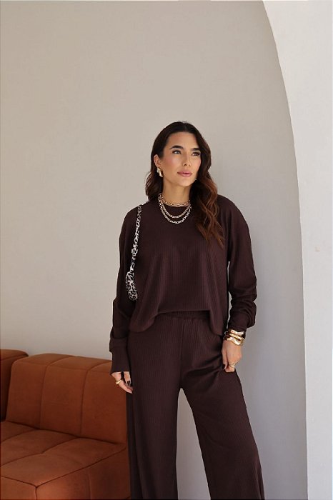 Blusa Manga Longa Canelada Confy