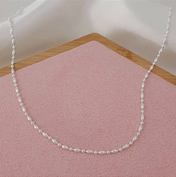 Choker Corrente Gota e Bolinha 2mm