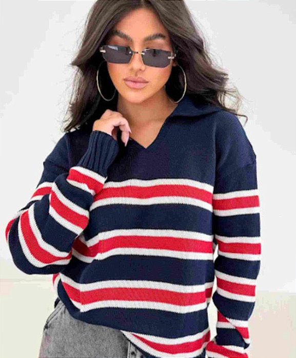 Blusa Polo Modal Listrada