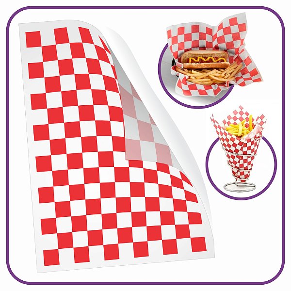 Papel Acoplado - Quadriculado Vermelho - (500 Unidades)
