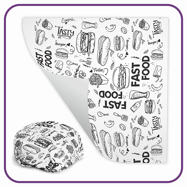 Papel Antigordura - FastFood Hamburguer - 800 Unidades