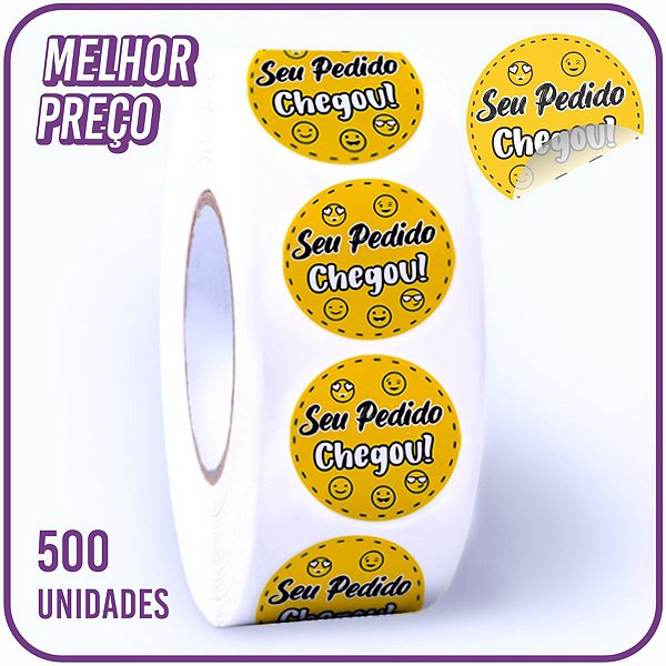 Etiqueta Adesiva Redonda 3cm - Seu Pedido Chegou Emojis - 500 Unidades