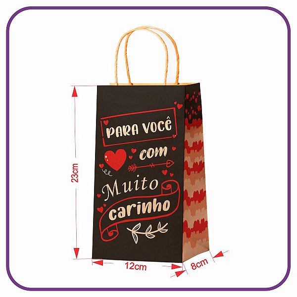 Sacola Kraft Mini para Presente - 50 Unidades - 12x8x23 (MC)
