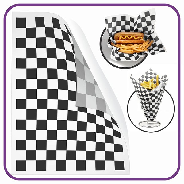 Papel Acoplado - Quadriculado Preto Xadrez - 500 Unidades