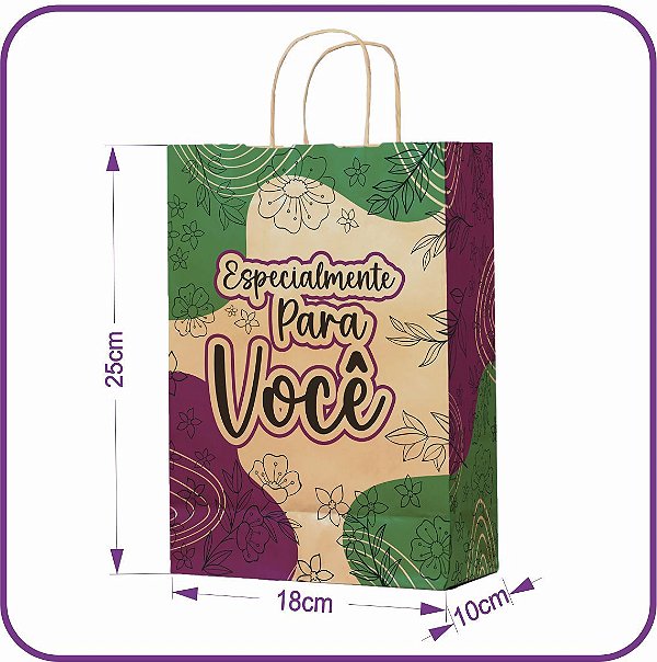Sacola Kraft Especialmente para Você - 50 Unidades - PP (18x10x25)