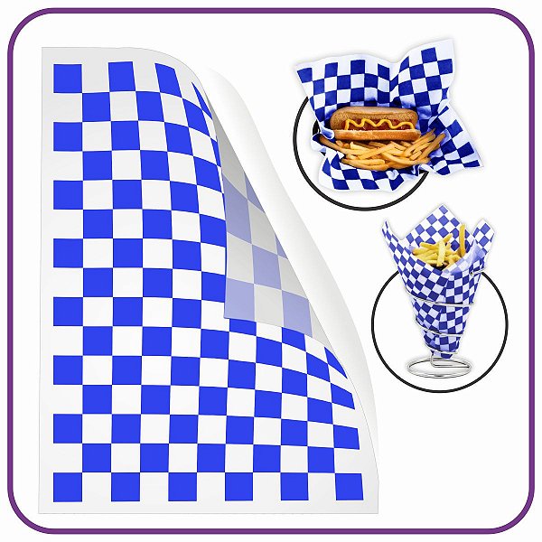 Papel Acoplado - Quadriculado Azul Xadrez - (500 Unidades)