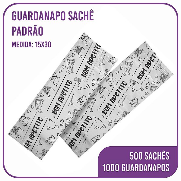 Guardanapo Sachê Bom Apetite 15x30 C/ 2 Folhas 500 Unidades