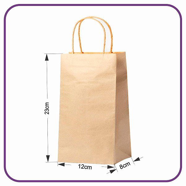 Sacola Kraft Mini Lisa S/ Impressão - 50 Unidades - 12x8x23