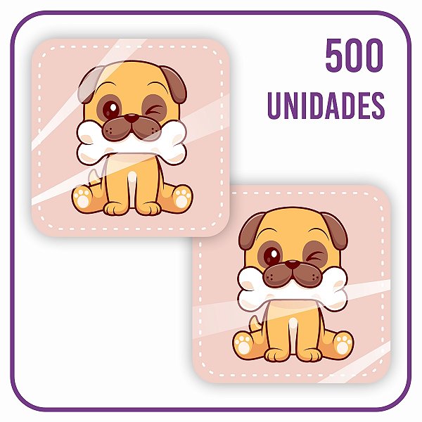 Etiqueta Adesiva Quadrada - Cachorro 001 - 500 unidades