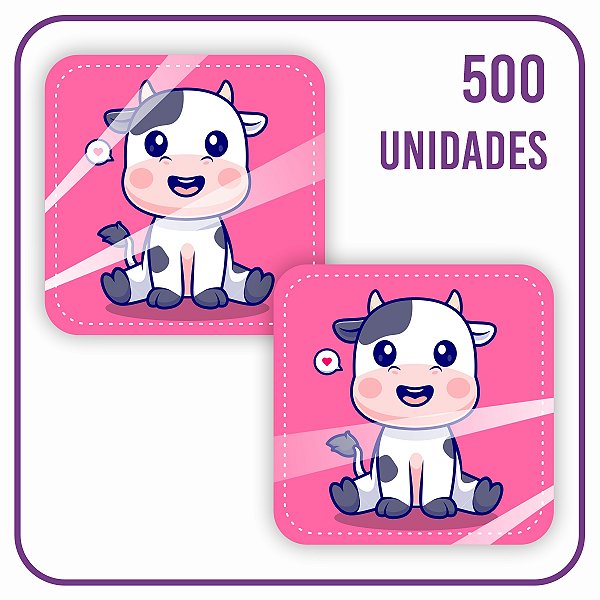 Etiqueta Adesiva Quadrada - Vaquinha 002 - 500 unidades
