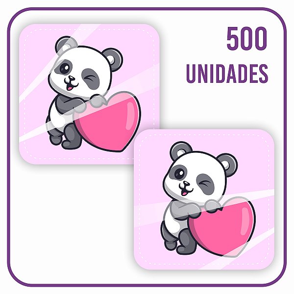 Etiqueta Adesiva Quadrada - Panda 005 - 500 unidades