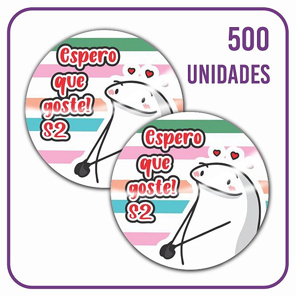 Etiqueta Adesiva Redonda - 006 Flork Espero Que Goste - 500 Unidades