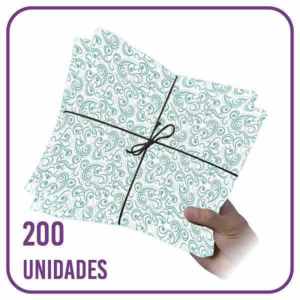 Papel Seda Premium Floral Verde Claro 03 - 60x40cm 200 folhas