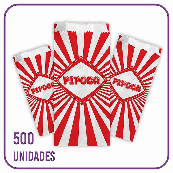 Saco para Pipoca Salgada/Doce Impresso Vermelho 500 Unid