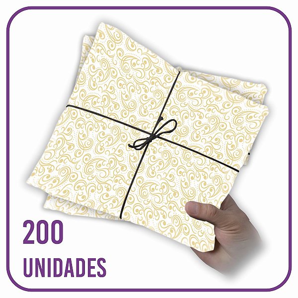 Papel Seda Premium Floral Dourado 04 - 60x40cm 200 folhas