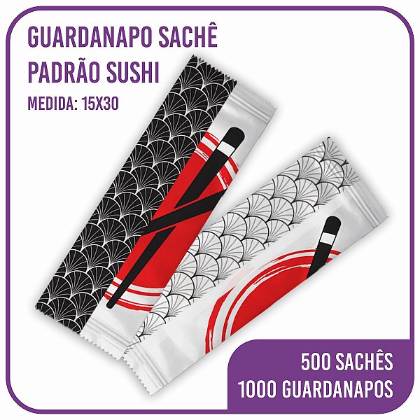 Guardanapo Sachê Oriental Sushi 15x30 C/ 2 Folhas - 500 Unid