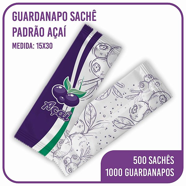Guardanapo Sachê Açaí 15x30 C/ 2 Folhas - 500 Unidades