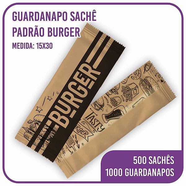 Guardanapo Sachê Burger 15x30 C/ 2 Folhas - 500 Unidades