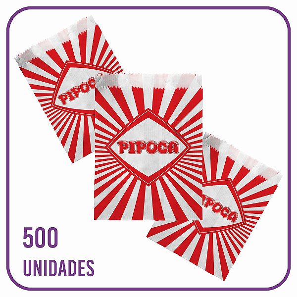 Saco Pipoca Salgada ou Doce Impresso Vermelho PP - 500 Unid