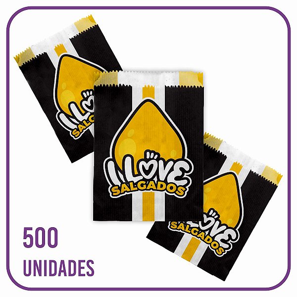 Saco Para Salgados e Salgadinhos Antigordura Preto e Amarelo - 500 Unidades