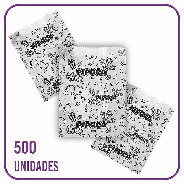 Saco Pipoca Salgada ou Doce Impresso Preto PP - 500 Unid
