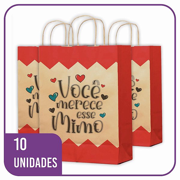 Sacola Kraft para Presente Mimo 10 Unidades - PP (18x10x25)