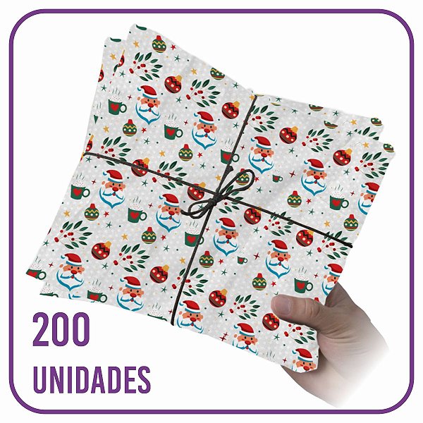 Papel Seda Premium Natal Papai Noel 06 - 60x40cm 200 folhas