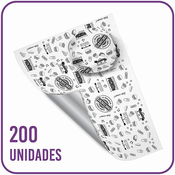 Papel Acoplado Térmico Padrão 1 Cor FastFood - 200 Unidades