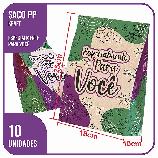 Saco Kraft PP 18x10x25 Especialmente para Você - 10 Unidades
