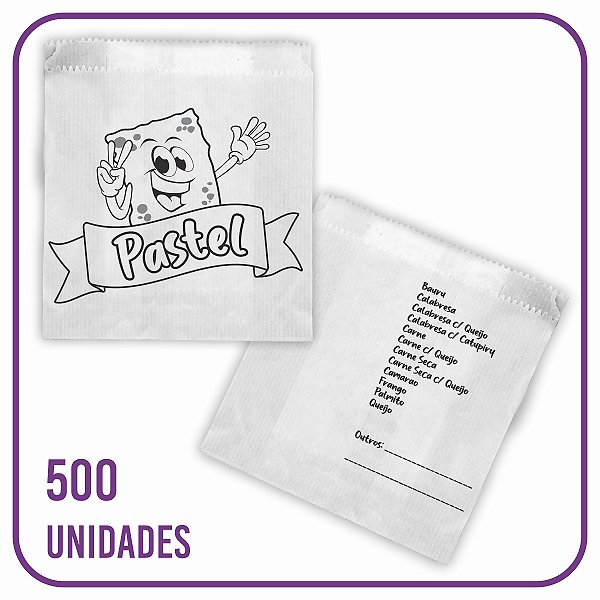 Saco Kraft Para Pastel Com Sabores no Verso (P) - (500 Unidades)