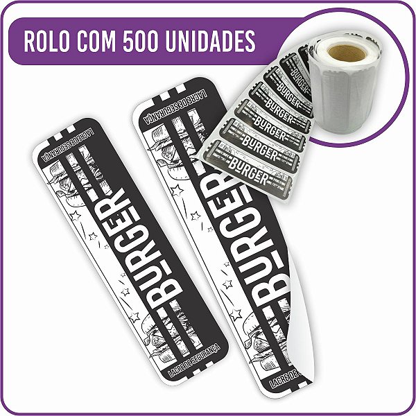 Lacre de Segurança Adesivo Burger Preto (01) 2,5x9cm - 500 Unidades