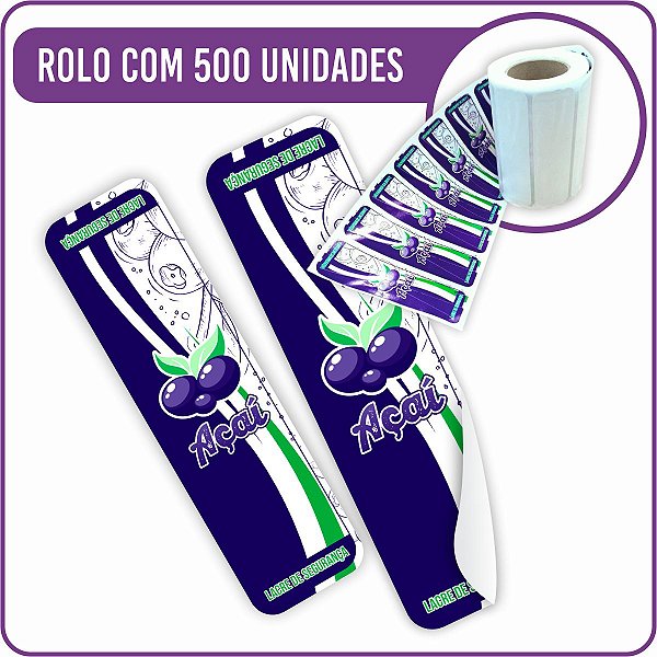 Lacre de Segurança Adesivo Açaí 2,5x9cm - 500 Unidades