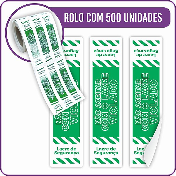 Lacre de Segurança Adesivo Verde Pro 2x8cm - 500 Unidades