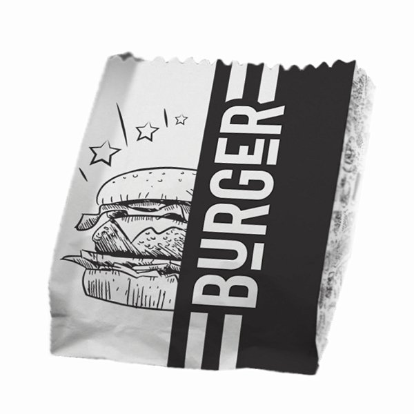 Saco Kraft Burger Listras Preto (P) - (500 Unidades)