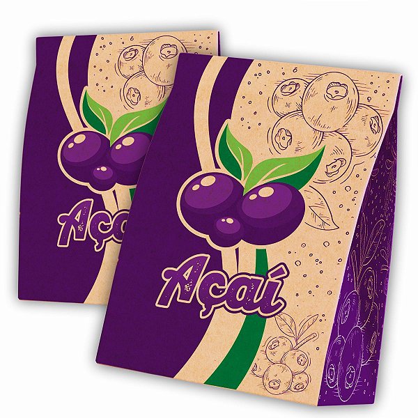 Saco Kraft Para Açaí Pequeno 2 Cores 18x10x25 - (50 Unidades)