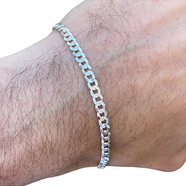 Pulseira Masculina Grumet Escamada 1x1 4mm De Prata 925