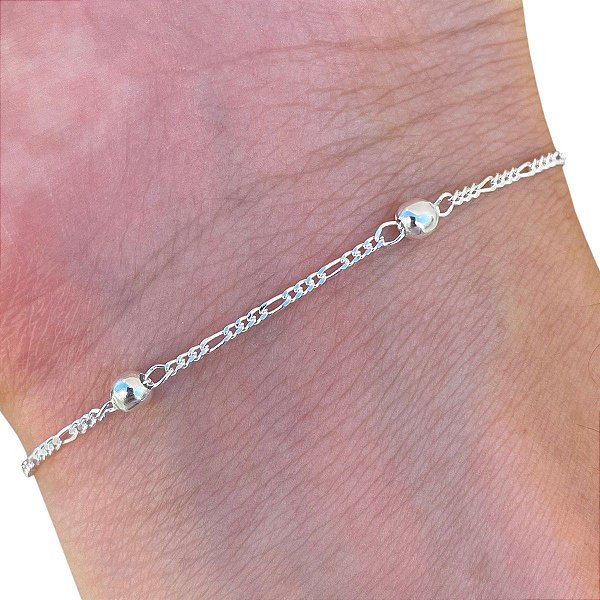 Pulseira Bolinha Bola Elo 3x1 Prata 925 Feminina Legítima