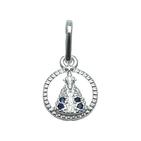Pingente Nossa Senhora Aparecida Pedra Zircônia de Prata 925