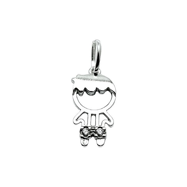 Pingente Menino com Pedra Zircônia Prata 925