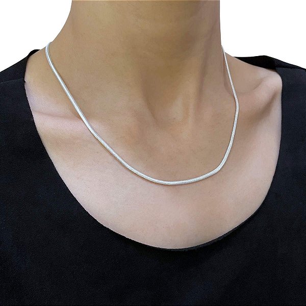 Corrente Feminina Lacraia 45cm Prata 925 Legítima 2,5mm